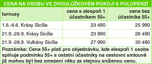 Cenk - AKCE KRSY SICLIE: AKCE SENIOR 55+ - Leteck poznvac zjezdy: akce senior 55+ - SICILIA